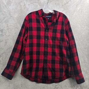 Mizzen+Main Size Medium City Flannel Buffalo Plaid Long Sleeve Red Button Down